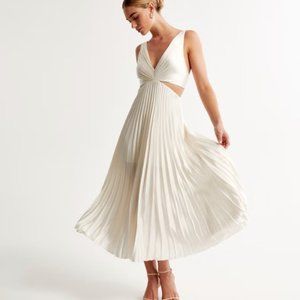 Pleated white dress by Abercrombie